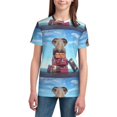 thumbnail image 3 of Wukai Elephant Sits Youth Unisex Short Sleeve T-Shirt for Boys, Girls, Teens, and Kids-Small, 3 of 7