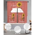 thumbnail image 2 of Coral Red Sunshine Sunflower Swag Kitchen Curtains Sets for Windows 24 Inch Length, Pastoral Bees Farmhouse Floral Short Window Curtain Swags Valances and Tiers 3 Piece Set for Cafe/Dining Room, 2 of 5