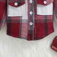 thumbnail image 6 of Otqutp Toddler Snow Wear Boys Girls Spring Fall New Long Sleeve Plaid Shirt Jacket Outwear with Pockets Fall Winter Casual Tops Kids School Coat(Wine,3-6 Months), 6 of 9