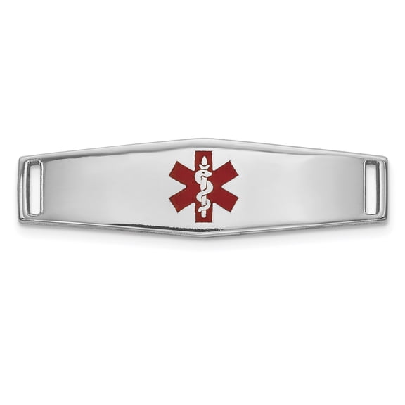 14K WG Epoxy Enameled Medical ID Ctr Soft Diamond Shape Plate # 816 (Weight: 1.81 Grams, Length: Inches)