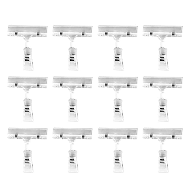 25pcs Supermercado Precio Precio Clip Pantalla Plástico Clip Transparente Clip-On Holder