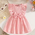 thumbnail image 2 of CAICJ98 Toddler Girls Ruffle Dress Floral Print Bow Knot Flowy Summer Beach Dress Toddler Clothes for Girls (Pink,12-18 Months), 2 of 5