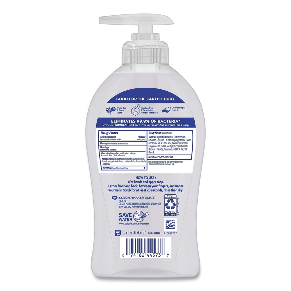 Softsoap Antibacterial Hand Soap White Tea & Berry Fusion 11 1/4 oz Pump Bottle 6/Ctn 44573