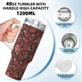 thumbnail image 3 of Sikiie Rose Flowers Insulated Stainless Water Bottle Lid Travel Mug Cup Insulated Tumblers Cup 40oz Ice Bully With Handle, 3 of 8