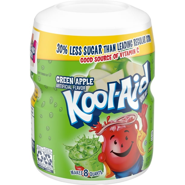 KoolAid Sweetened Green Apple Powdered Drink Mix, Caffeine Free, 19.5