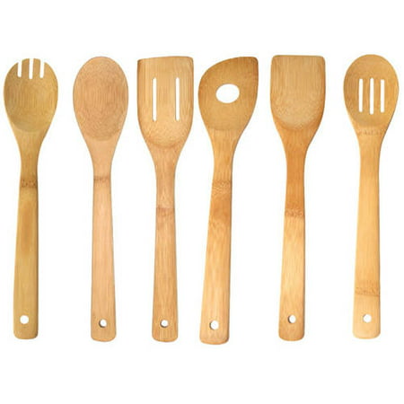 Home Basics Bamboo Kitchen Cutlery Tool Set, (Best Tool To Cut Down Bamboo)