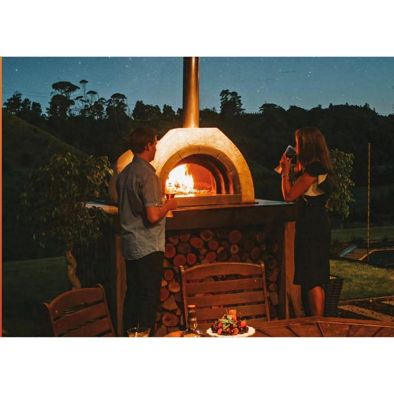 Tiled Cement Outdoor Pizza Oven / Clay Wood Fired Pizza Ovens with White  Penny / Circle Mosaic Tiles - OP81