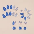 thumbnail image 3 of Press on Nails Short Almond Fake Nails Glossy Glue on Nails Summer Blue Acrylic Nails Stiletto Artificial Nails Cute Flower Stick on False Nails with Design 24pcs 05212-07Blue 0.04 Fl Oz (Pack of, 3 of 4