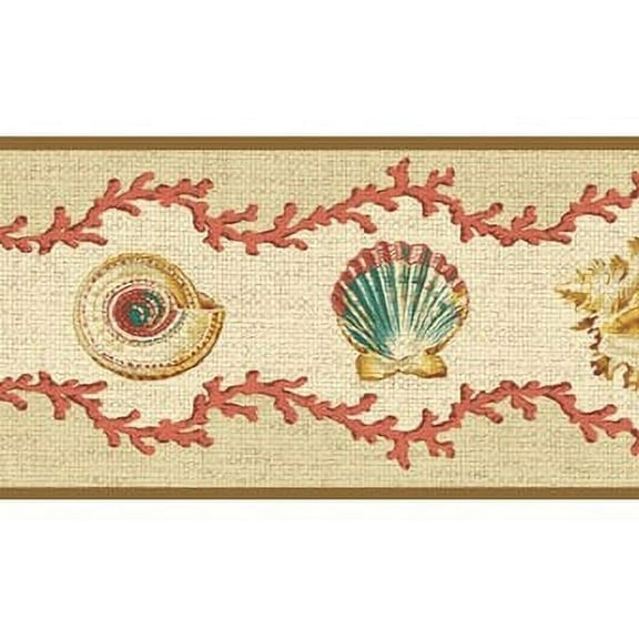 879290 Waverly Seashells Coral Wallpaper Border 5512001b