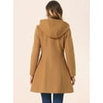 thumbnail image 4 of DARING DIVA Women's Hooded Toggle Button Up Duffle Coat Winter Outwear Camel XS, 4 of 6