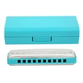 thumbnail image 1 of Blues Harmonica 10 Holes Mouthorgan G Key Stainless Steel ABS Resin Wind InstrumentBlue, 1 of 4