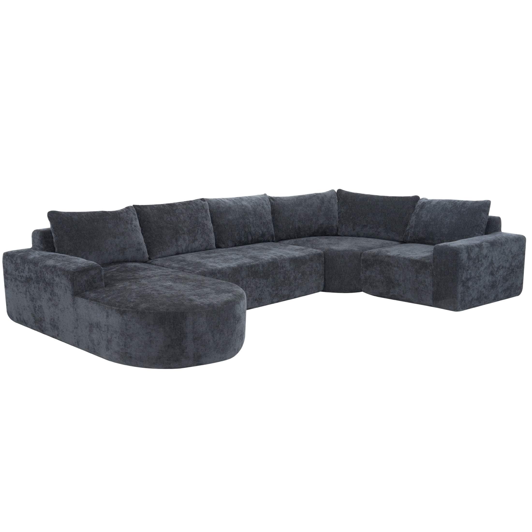 Christopher Knight Home 140.5" Oversized Modular Sectional Sofa, 5 Seats U-Shaped Chenille Couch, Gray