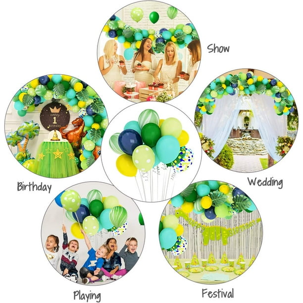 119 Pcs Jungle Safari Thème Fête Fournitures, Dinosaure Ballons Guirlande  Arche Kit Confettis Ballons Verts pour Garçons Enfants Anniversaire Baby  Shower Décorations 