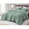 thumbnail image 2 of Chezmoi Collection Calvin 3-Piece Jacquard Comforter Set Queen Size, Sage Green Textured Woven Lightweight Comforter Bedding for All Season, 2 of 9
