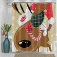 thumbnail image 1 of Whimsical Christmas Reindeer Shower Curtain - Festive Holiday Decor, 1 of 4