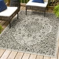 thumbnail image 6 of JONATHAN Y SANTA MONICA 9 x 12 Area Rug, Rozetta Boho Medallion Textured Weave - Gray/Black, SMB102D-9, 6 of 9