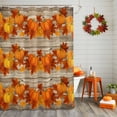 thumbnail image 2 of Fall Thanksgiving Shower Curtains for Bathroom, Orange Pumpkin Maple Leaf Wood Grain Waterproof Fabric Shower Curtain for Bathroom Bathtub Decoration, Machine Washable, 72"x84", 2 of 9