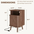thumbnail image 3 of Whalefall Nightstand with Charging Station, End Table with Sliding Doors for Adult’s Bedroom, Walnut, 3 of 10