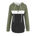 thumbnail image 4 of Jinhomg 2025 Pullover Hoodie for Women Trendy Color Block Printed Casual Sweatshirt Fall Lightweight Comfy Button Up Tops with Kangaroo Pocket Summer Saving Army Green XXL, 4 of 6