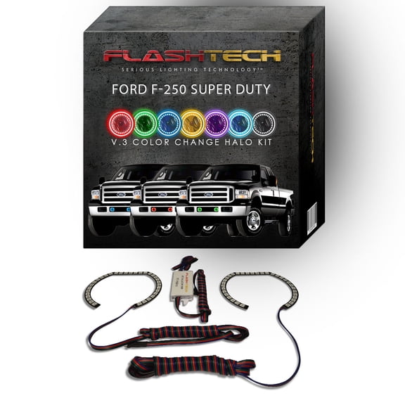 Flashtech RGB Multi Color Changing LED Halo kit for 05-07 Ford F-250 Super Duty Fog Lights