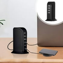 Multi USB Charger Block Tower with PD 30W ,4-Port USB Charging Station with Auto Detect Safety，USB Multiport Charger Hub for Smartphone Tablets Multiple Devices