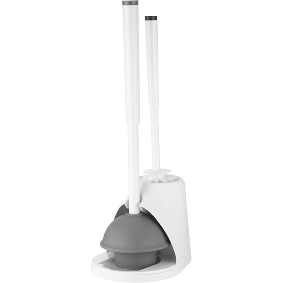 Toilet Brush & Plunger Set - Toilet Bowl Cleaner Brush and Holder, 2 in 1 Bristle Toilet Brush & Plunger Set for Bathroom