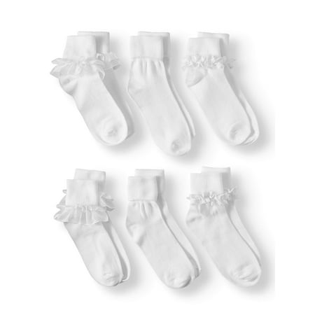 Wonder Nation Girls Dress Socks 6-Pack, Sizes S-L