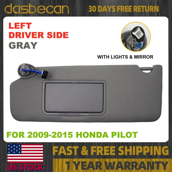 Dasbecan Left Driver Side Gray Sun Visor w/ Light For Honda Pilot 2009-2015 83280SZAA01ZA