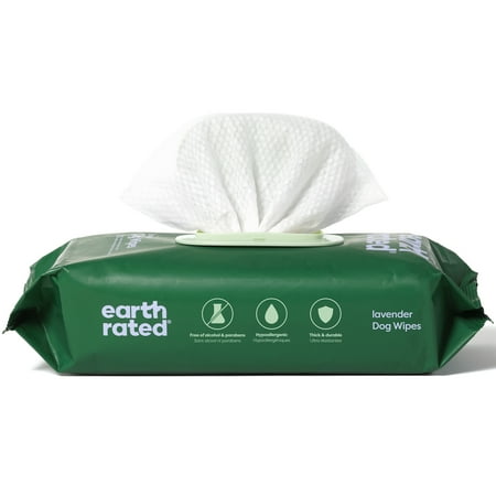 Earth Rated Dog Grooming Wipes, Lavender, 100 Count