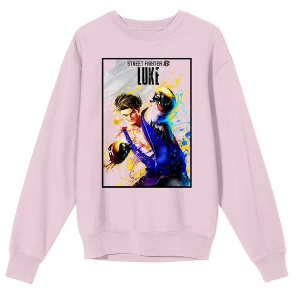 Street Fighter VI Luke In Frame Crew Neck Long Sleeve Cradle Pink Adult Sweatshirt-XXL