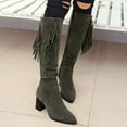 thumbnail image 5 of Fesfesfes Fuzzy Boots for Women Shoes Fashion Retro Solid Color Ethnic Style Suede Fringed Female High US:5(35), 5 of 9