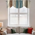 thumbnail image 2 of Teal Boho Stripes Tie Up Valance Curtains for Windows, Kitchen Curtains Window Treatments, Modern Bohemia Brown Beige Texture Short Window Shades Valances for Bedroom Bathroom Cafe 54"x18", 2 of 8