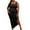Black, variant on IROINNID Sundress For Women Regular Sleeveless Summer Large Size U-Neck Pleated Stretch Slit Dress Square Neck Solid Color Dress
