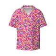 thumbnail image 4 of Salouo Colorful Donuts 1 Pattern Cuban Collar Shirts for Men Button-Down Shirt Men's Short Sleeve Shirts Hawaiian Shirts Casual Shirts -X-Large, 4 of 6