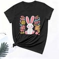 thumbnail image 2 of AKOEE Easter Outfits for Women Teen Girls Cute Floral Bunny Printed Short Sleeve Tops Graphic Basic Tee Shirt (XL, Black), 2 of 7