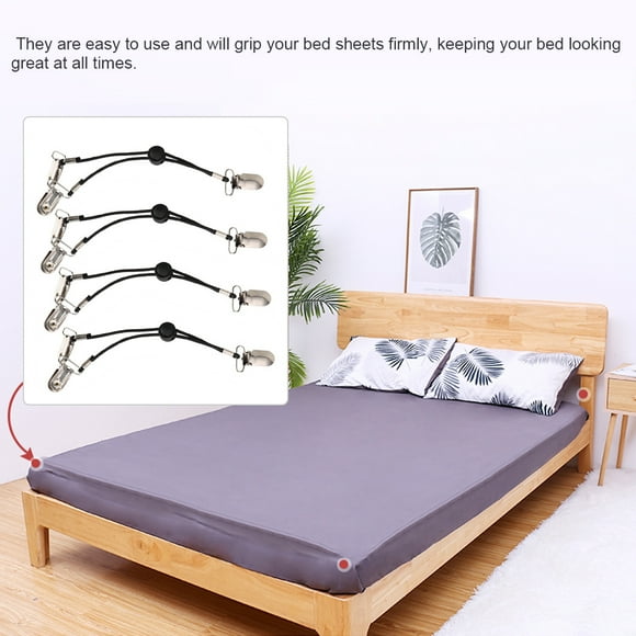 Sheet Straps, Sheet Holders for Corners Clip-on Holders Multifunction Sheet Fastener, for Fitted Sheet Bedroom Black