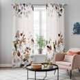 thumbnail image 6 of Kitchen Curtains 84 Inch Length 2 Panels, Brown Grey Leaves Grommets Window Treatment Curtain, Summer Botanical Pastoral Birds Rustic Thermal Curtains Drapes for Living Room/Bathroom, 6 of 9
