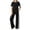 *Black, variant on VBVC Women's 2-Piece Color-Block Tracksuit Set, Ladies' Crew Neck Top and Wide Leg Pants For Women, Ladies' Casual Lounge Set With Pockets,Black,S-2XL