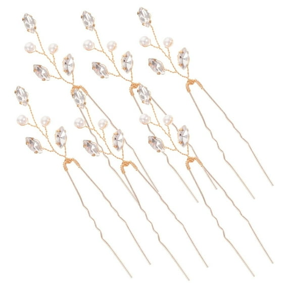 LQQBOX Hair Pins for Wedding 6PCS Bride Hair Accessories Bridesmaid Crystal Hair Clips Bobby Pins Pearl for Women Gold