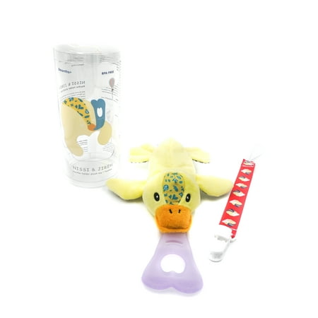 UPC: 0869453000353 | Nissi & Jireh 5 In 1 Pacifier holder plush toy Teether Duck