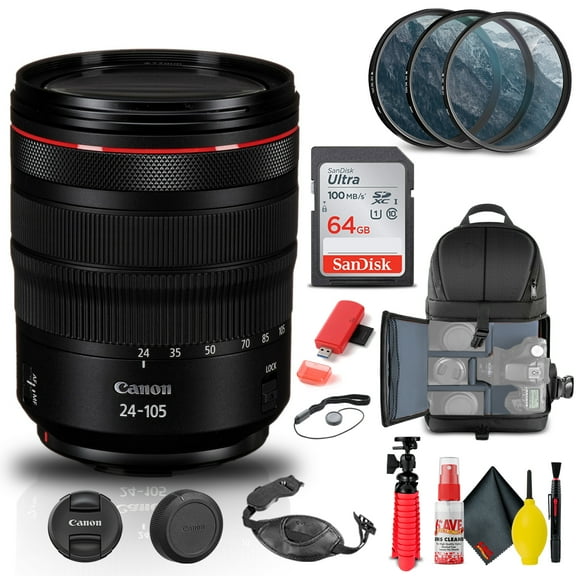 Canon RF 24-105mm F/4L IS USM Lens (2963C002) Filter BackPack 64G More (International Version)