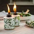 thumbnail image 2 of TIKI 5.44" Greenery Glass Tabletop Torch – Green & White Decorative Citronella Torch for Patio, Garden & Outdoor Lighting, 2 of 4