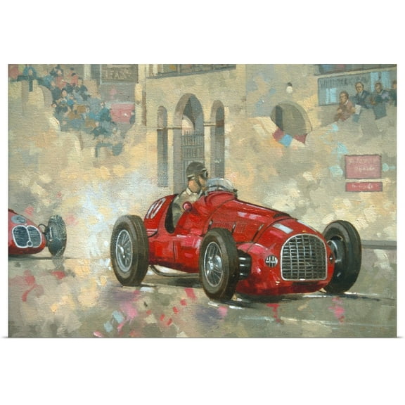 Great BIG Canvas | Rolled Peter Miller Poster Print entitled Whitehead's Ferrari passing the pavillion, Jersey
