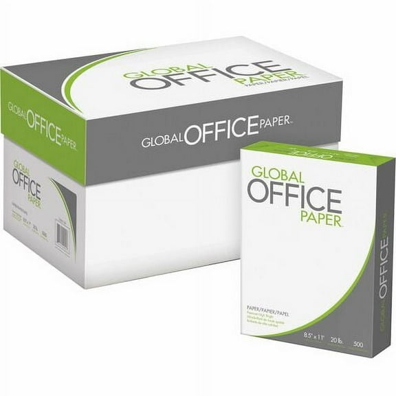 Global Office Premium Multipurpose Paper - White - Letter - 8 1/2" x 11" - 20 lb Basis Weight - 10 / Carton (500 - High Brightness | Bundle of 2 Cartons