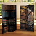 thumbnail image 6 of Oriental Furniture 6 Ft tall Double Sided Library Canvas Room Divider, 3 panel, 6 of 7