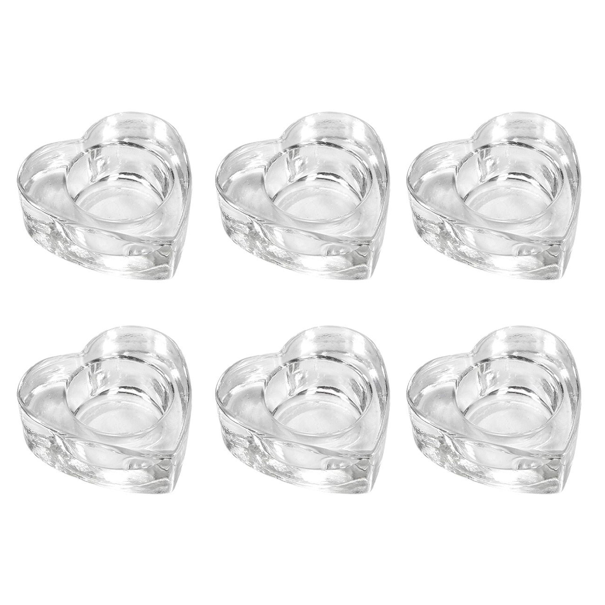 Tealight Candle Holder 6Pack Heart Shaped Glass Tealight Candle