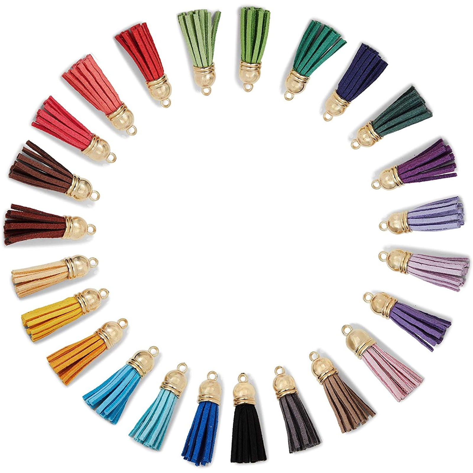 100x Faux Suede Mixed Tassel Pendant Decorations with CCB Plastic Cord Ends 