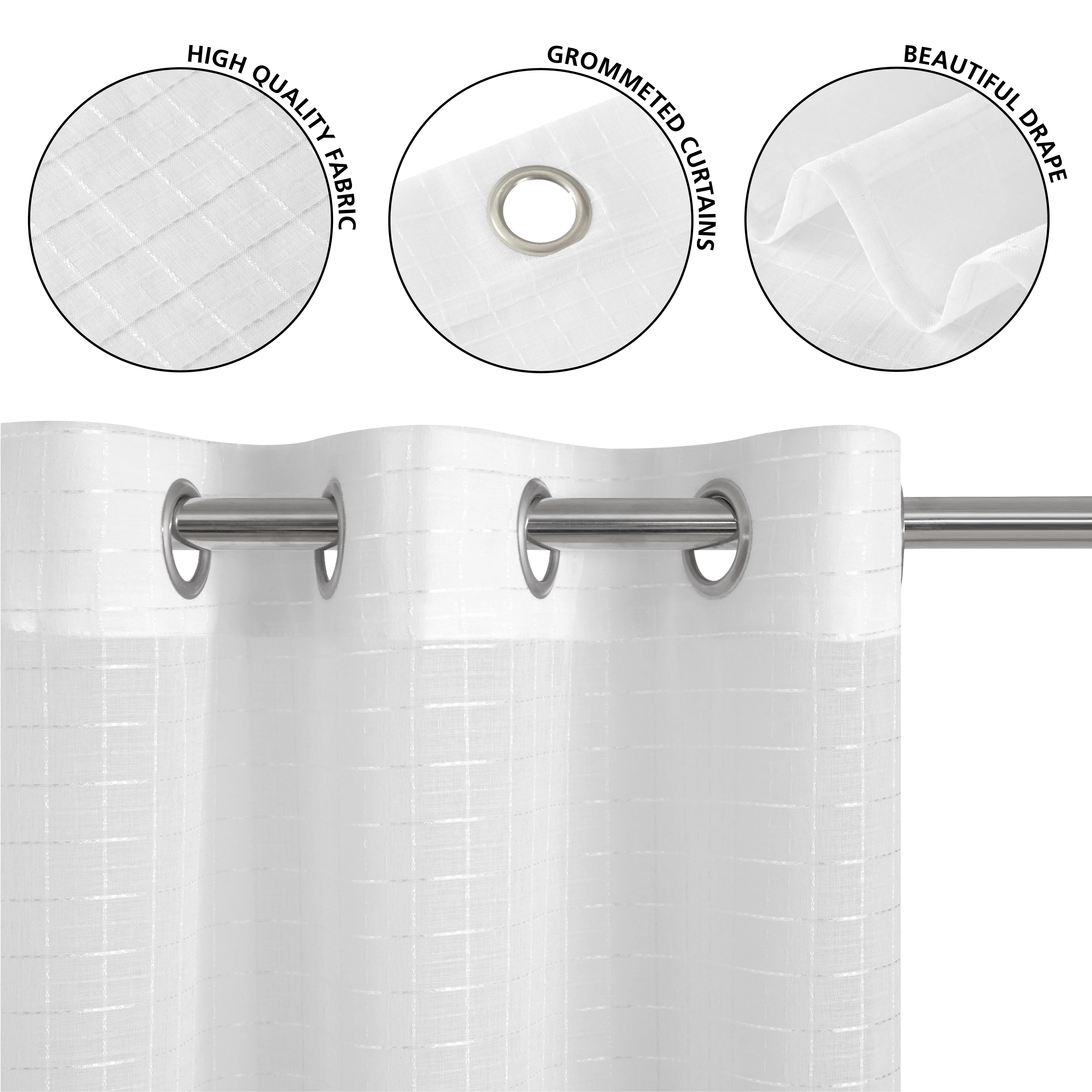 (2 pack) Mainstays Windowpane Sheer Curtain Panel Pair, Set of 2, White, 38" W x 84" L
