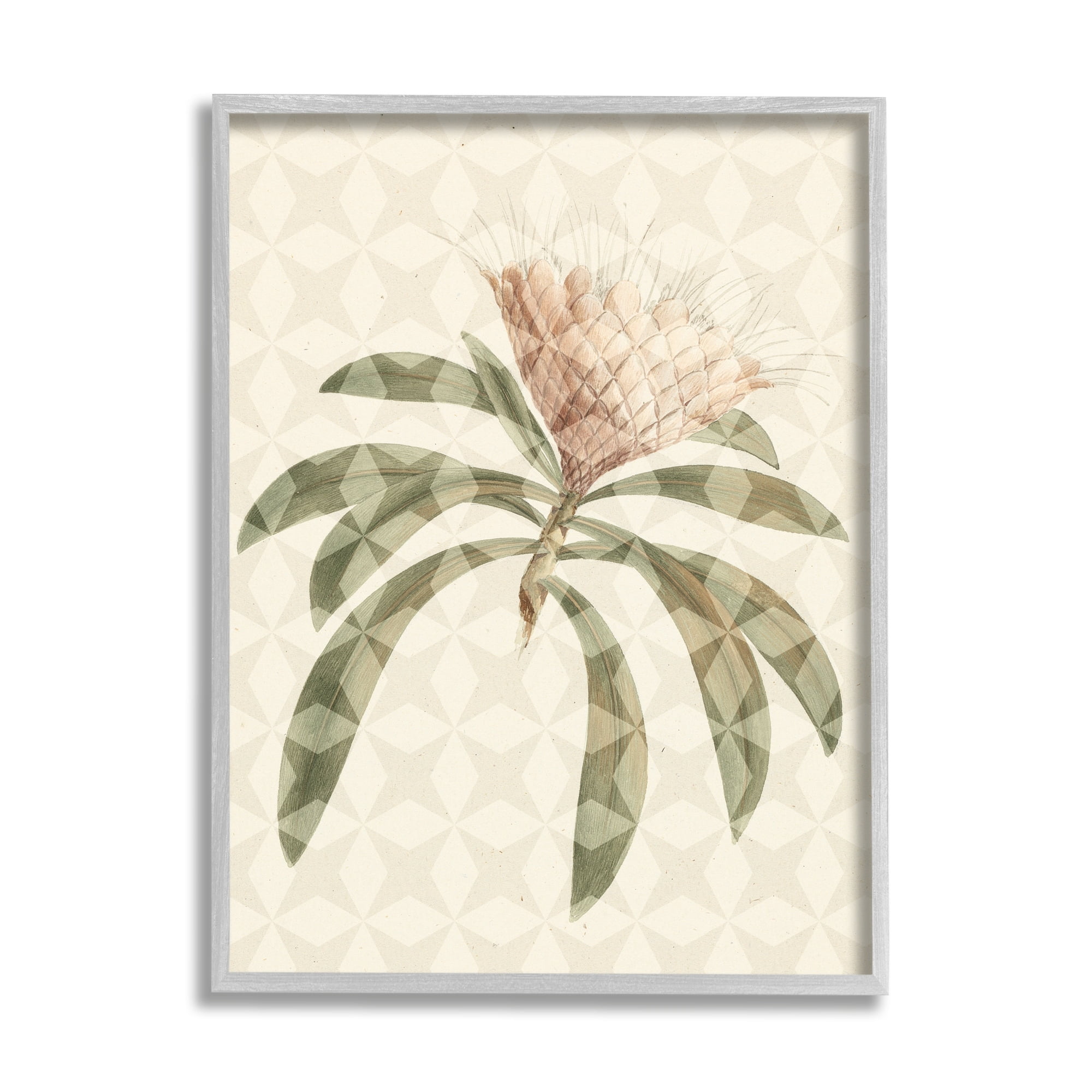 Stupell Industries Natural Geometric Patterned Plant Green Leaves Blossom Framed Wall Art, 11 x 14, Design by Lil' Rue