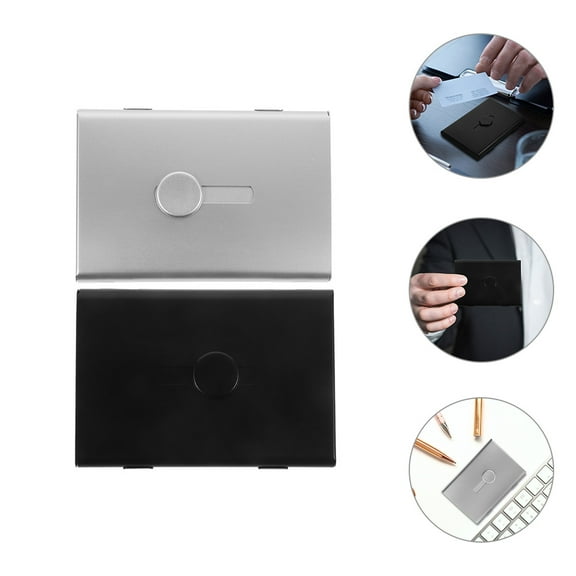 LEXSOMEO 2pcs Business Card Holder Metal Business Card Pocket Metal Card Case Business Card Case